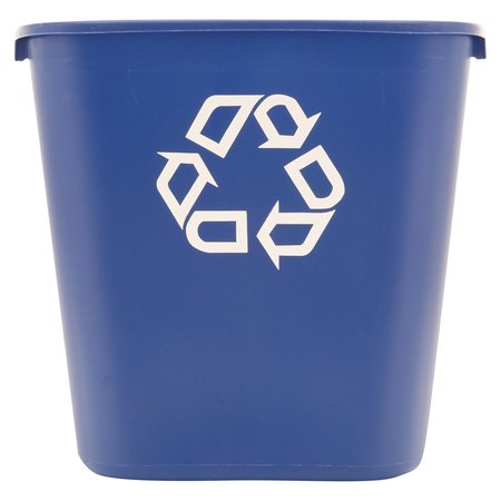 RUBBERMAID COMMERCIAL 28.13 qt. Desk Recycling Container, Nickel/Satin Brass, Plastic FG295673BLUE